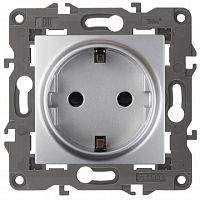 Розетка с заземлением без рамки Эра Elegance 1-м. алюминий картинка